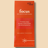Box of Goldmind:Focus daily cognitive support packets on a beige background